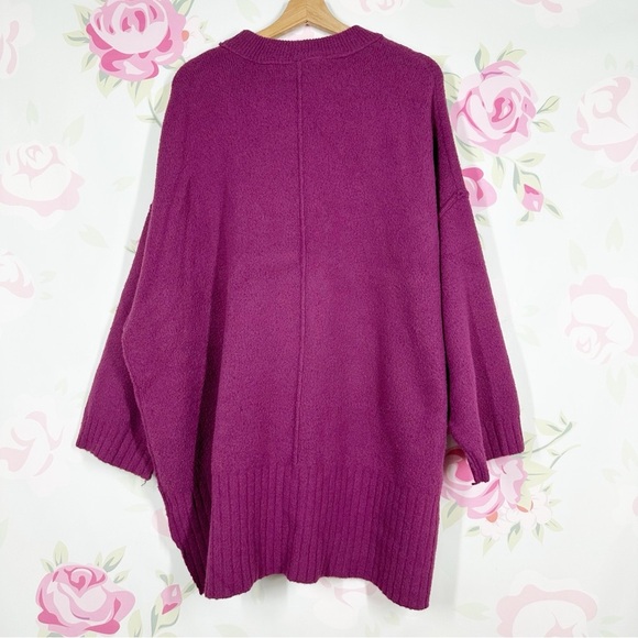 Free People Peaches Tunic Sweater Plum Caspia Hi Lo Mock Neck Sweater M - Picture 7 of 10